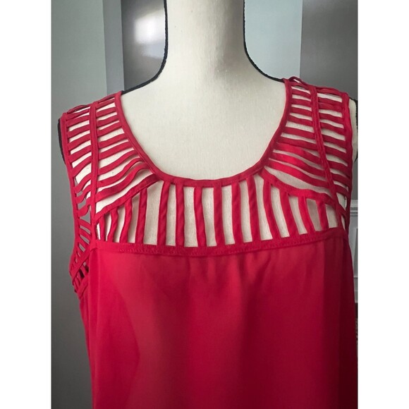 Perch by Blu Pepper Shear Red Tank w/ Lattice style Bodice Sz 1XL - Picture 2 of 5